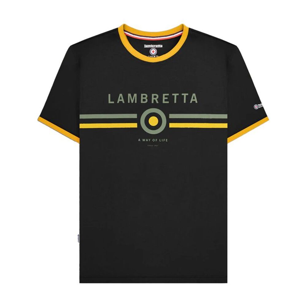 Lambretta Mens Target Ringer T-Shirt / Black/Gold